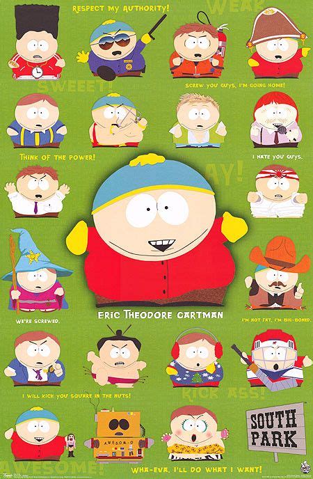 The Many Faces Of Eric Cartman South Park Poster South Park Quotes