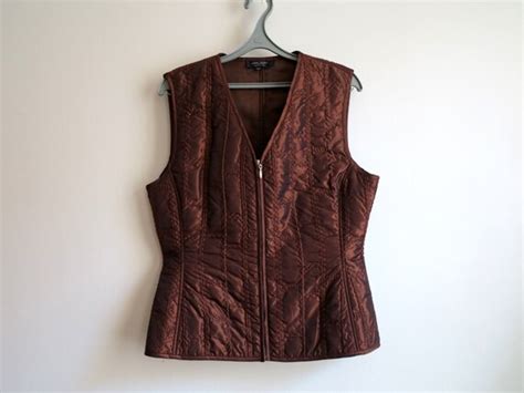 Brown Womens Vest Quilted Padded Ladies Waistcoat By Vintageoffer