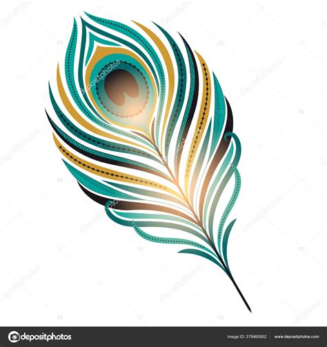 Illustration Color Peacock Feather Isolated Object Freehand Drawing Stock Vector Image By ©xenia