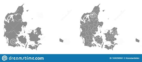 Mapa Vectorial De Las Regiones Y Zonas Administrativas De Dinamarca