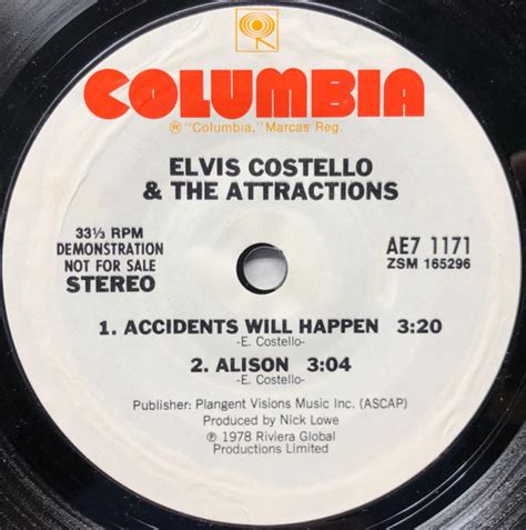 Elvis Costello & The Attractions – Accidents Will Happen / Alison (1979 ...