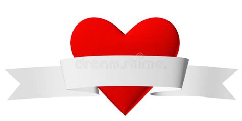 Symbole Rouge De Coeur Avec Le Ruban Blanc Illustration Stock