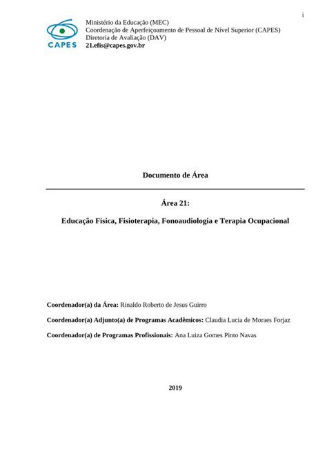 PDF Documento de Área Área 21 Educação Física Fisioterapia