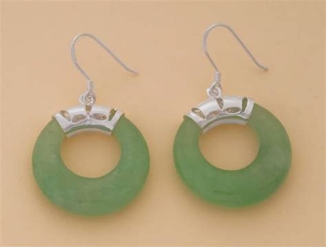 Jade Circle Earrings Chinese Accessories Jewelry Jade