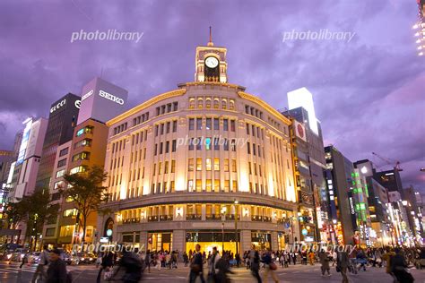 東京銀座4丁目 夜景 写真素材 2000264 フォトライブラリー photolibrary