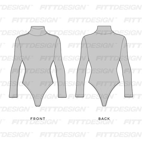 Ladies Ribbed Turtle Neck Knuckle Length Sleeve Bodysuit Tech Pack