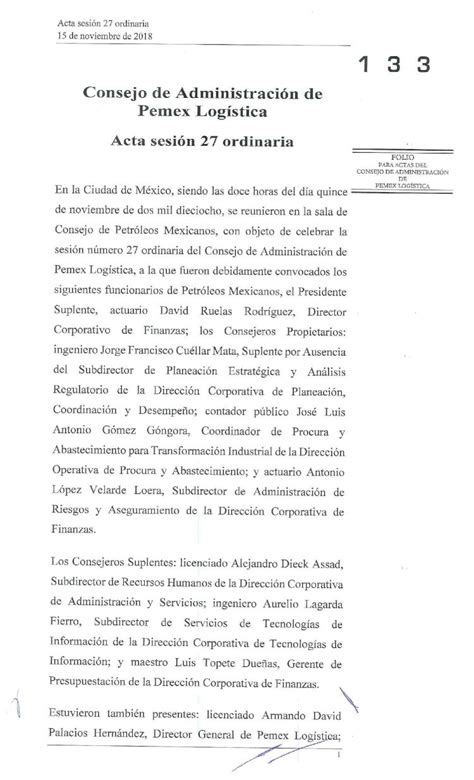 Pdf De Noviembre De Consejo De Administraci N De Pemex