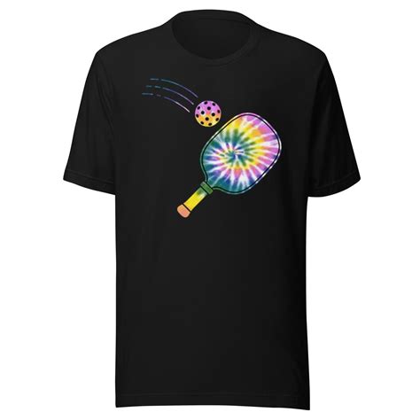 Pickleball T Shirt Tye Die Paddle With Ball Short Sleeve Crew Neck