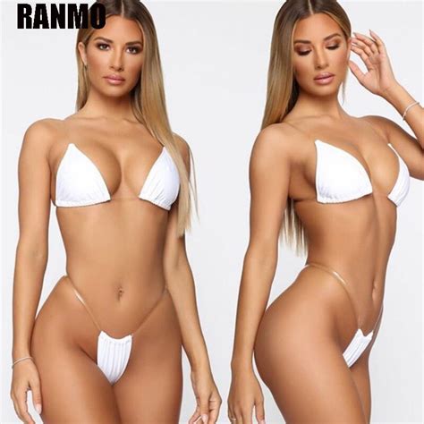 RANMO 2021 nuevas mujeres Sexy Micro Bikini Push Up sólido transparente