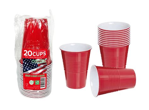 Red Cups - Reusable Plastic Cups 500ML 20PK – The Party Shop Warehouse