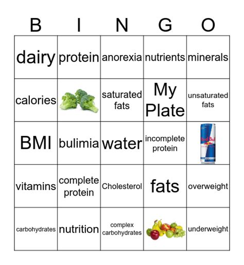 Nutrition Bingo Card