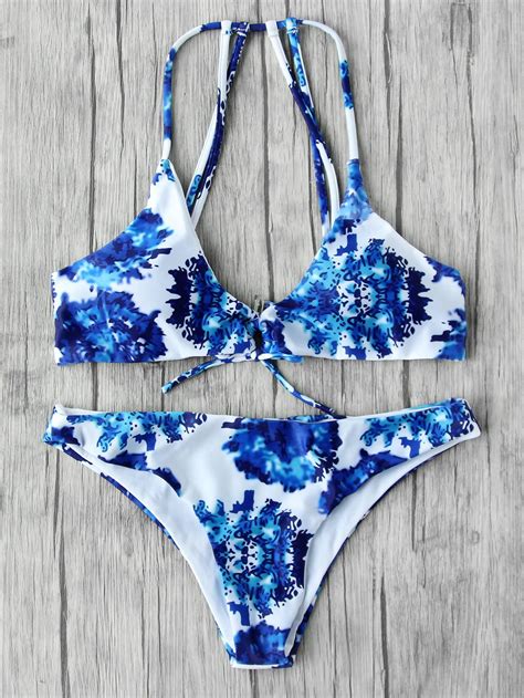 Graphic Print Strappy Back Bikini Set Bikinis Bikini Set Swimwear