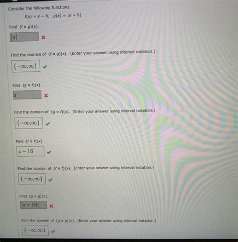 Solved Consider The Following Functions F X X−8 G X ∣x 8∣