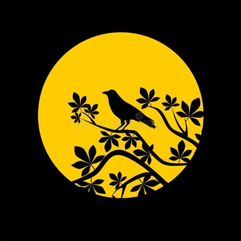 Crow And Moon Stock Illustration Illustration Of Leaves 21408012