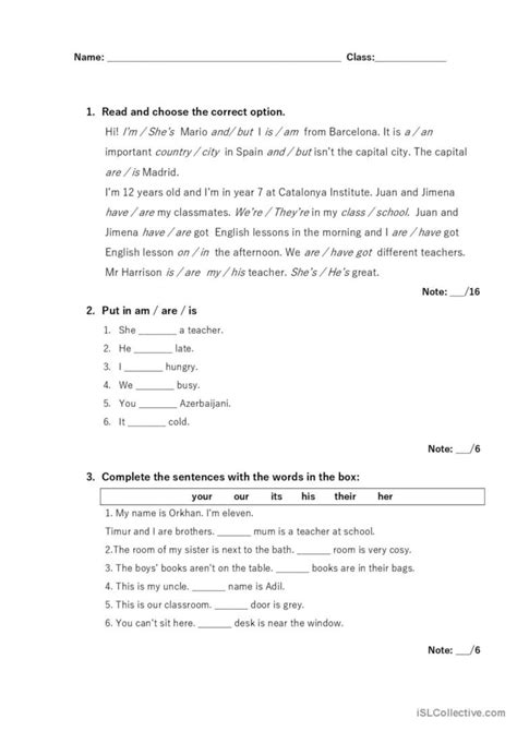 Midterm Test General Gramma English Esl Worksheets Pdf Doc