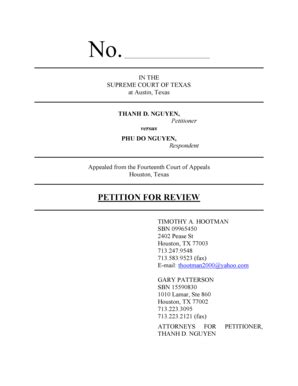 Fillable Online Supreme Courts State Tx Petition For Review Cover