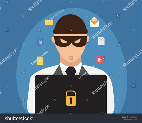 Hacker Laptop Icon Flat Illustration Hacker Stock Vector Royalty Free