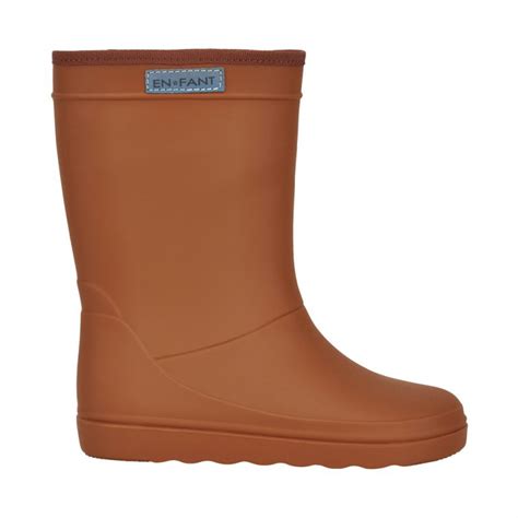 Enfant Rubber Rain Boot Solid Leather Brown Laarzen Regenlaarzen Zonder Voering Oranje Bruin