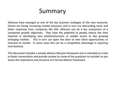 Alliance Lifecycle Framework Ppt