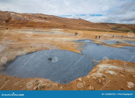 Bubbling Mud Pots With Rust Colored Water In Hot Springs Of Yell Stock