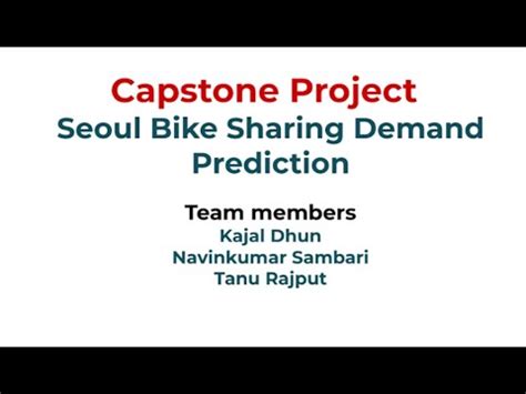 Bike Sharing Demand Prediction Video Youtube