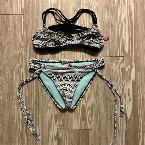 Super Cute Black And White Tribal Print Bikini Depop