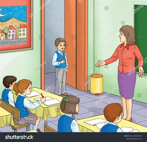 Student Arriving Late Class Late Student Stock Vector Royalty Free