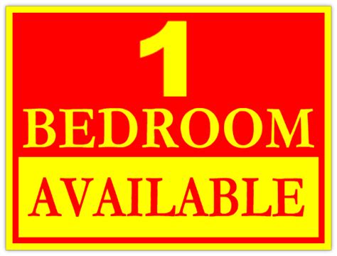 1 Bedroom Available Sign Template