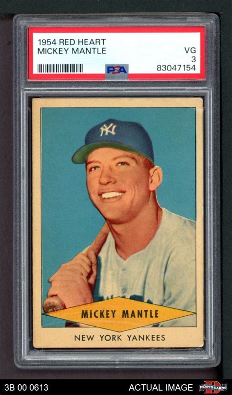 1954 Red Heart Mickey Mantle Yankees HOF PSA 3 VG EBay