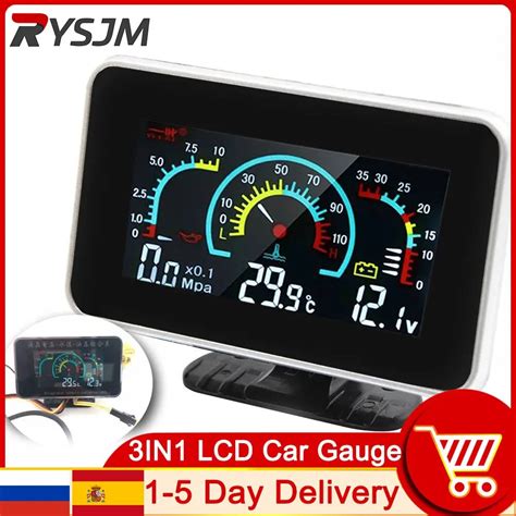 Digital LCD Car Oil Pressure Gauge Volt Metro Gua Temp Meter 1 8 NPT