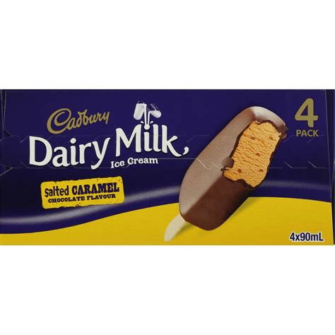 Cadbury Dairy Milk Ice Cream Salted Caramel 4pk 360ml Woolworths