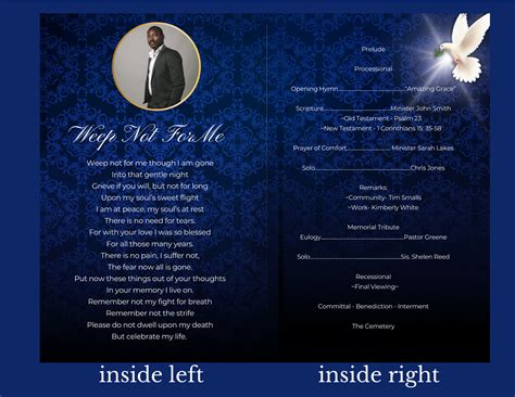 Blue Royalty | Customizable Digital Funeral Obituary Template | Blue