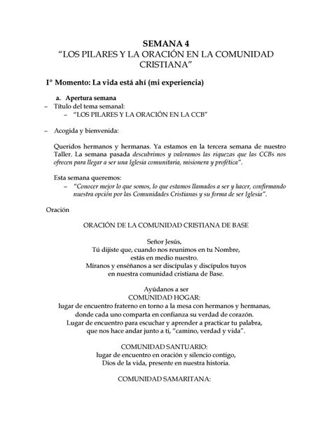 Los Pilares Y La OraciÓn En La Comunidad Cristiana By Área Eclesial Cech Issuu