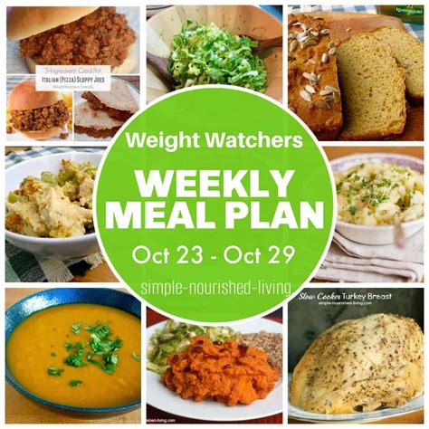 Weight Watchers Weekly Meal Plan Oct 23 Oct 29 In 2024 Weight