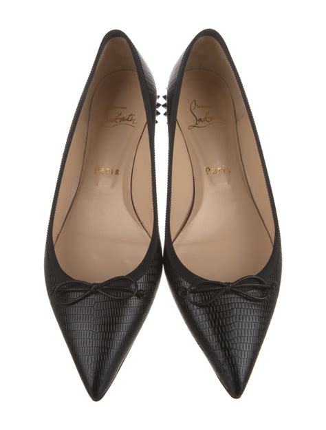 Christian Louboutin Spike Accents Leather Ballet Flats Black Flats