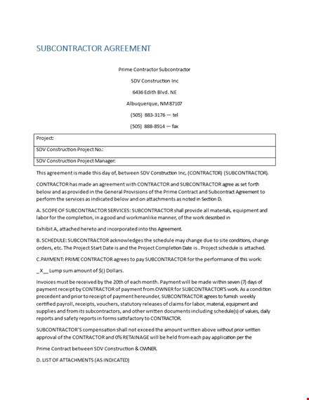 Secure Your Business With A Subcontractor Agreement Template