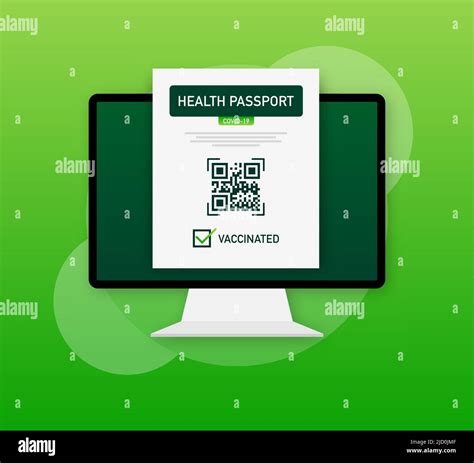 Pasaporte Sanitario C Digo Qr En Estilo Lineal Sobre Fondo Verde