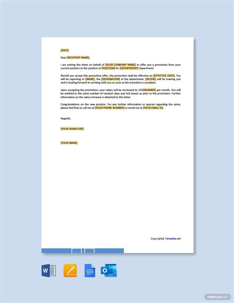 Job Promotion Offer Letter Template Google Docs Word Artofit