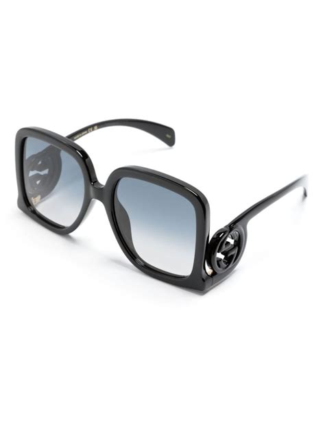 Gucci Eyewear Interlocking G Oversize Frame Sunglasses Black Farfetch