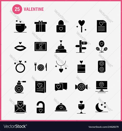 Valentine Solid Glyph Icon Pack For Designers Vector Image