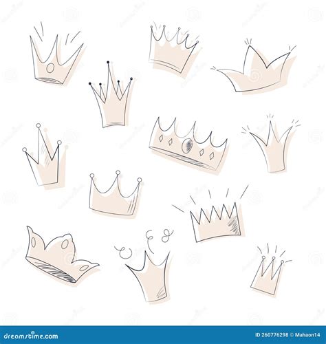 Doodle Crowns Set Stock Vector Illustration Of Doodle