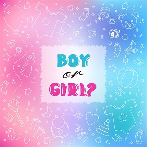 Premium Vector Gender Reveal Party Boy Or Girl Pink And Blue Square