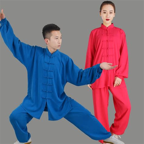 Men Kung Fu Uniform Long Sleeve Women Tai Chi Uniforms Martial Arts