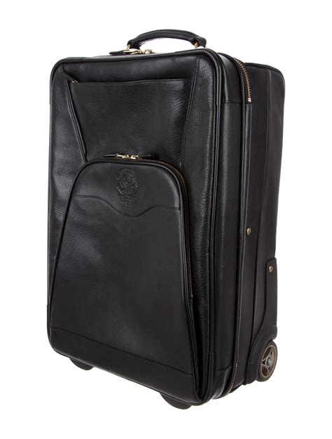 Ghurka Grained Leather Rolling Luggage - Black Luggage and Travel ...