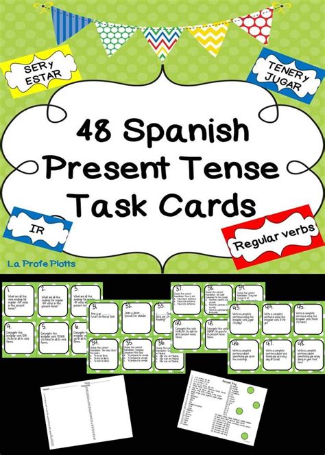 Spanish Present Tense Task Cards With The Words Spanish Present