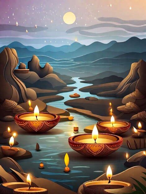 Premium AI Image | Diwali Lit Candles On A Table Finest Abstract Backdrop