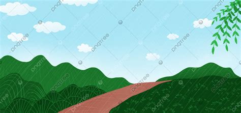 Background Rumput Hijau Latar Belakang Desain Langit Biru Musim Hujan Hijau Rumput Latar