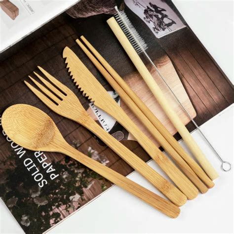 Wholesale Custom Reusable Organic Bamboo Cutlery Travel Set Bamboo