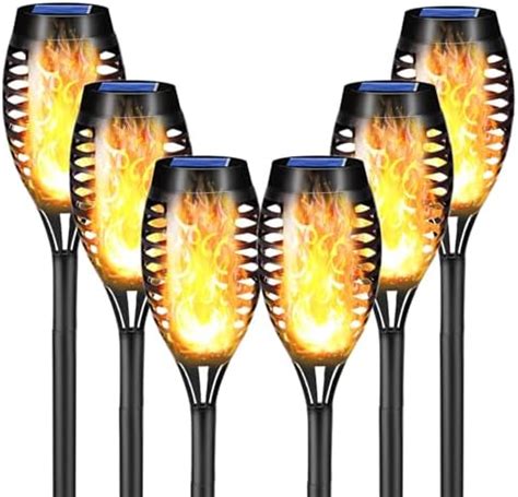 LQWELL Solar Lights Solar Torch Light For Outdoor Garden 6 Pack 12 LED