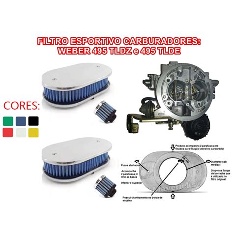 Filtro De Ar Esportivo Marmita P Carburador Tldz Respiro Escorrega